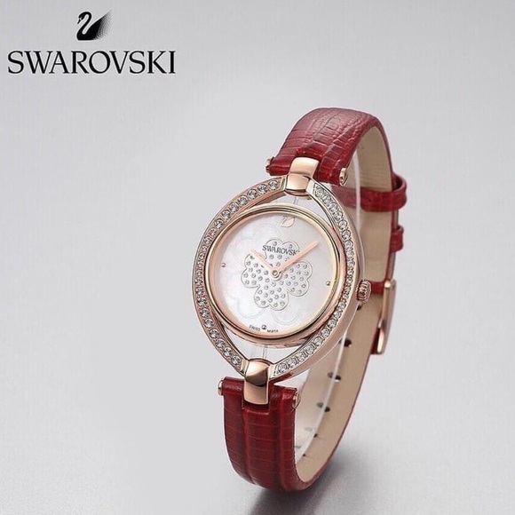 New Swarovski Stella Women's Watch Leather Strap LS Red 29 mm 5421822 - Picture 7 of 16